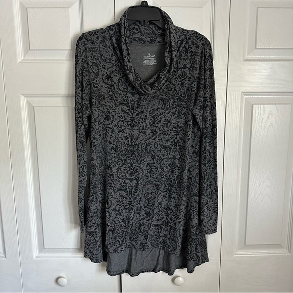Cuddl Duds Pullover Womens L Gray Cowl Neck Stretch Tunic Top Softwear Lounge - Picture 1 of 9